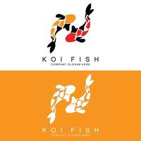 création de logo de poisson koi, vecteur de poisson d'ornement, produit de marque d'illustration d'ornement d'aquarium