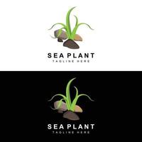 logo d'algues, conception vectorielle de plantes marines, épicerie et protection de la nature vecteur