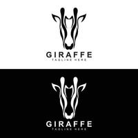 création de logo de girafe, silhouette vectorielle de tête de girafe, animal à col haut, zoo, illustration de tatouage, marque de produit vecteur