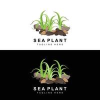 logo d'algues, conception vectorielle de plantes marines, épicerie et protection de la nature vecteur