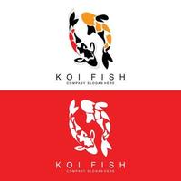 création de logo de poisson koi, vecteur de poisson d'ornement, produit de marque d'illustration d'ornement d'aquarium