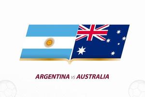 argentine contre l'australie en compétition de football, ronde de 16. contre icône sur fond de football. vecteur