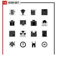 ensemble de 16 symboles d'icônes d'interface utilisateur modernes signes pour l'idée de conception de site tapis namaz éléments de conception vectoriels modifiables vecteur