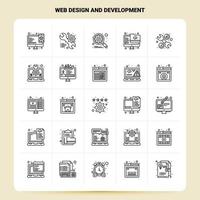contour 25 conception et développement web jeu d'icônes conception de style de ligne vectorielle icônes noires définies pack de pictogrammes linéaires idées d'affaires web et mobiles conception illustration vectorielle vecteur