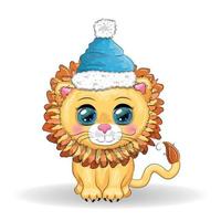 magnifique lionceau de dessin animé mignon avec un cadeau vecteur