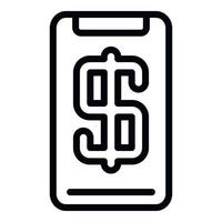 icône de smartphone signe dollar, style de contour vecteur