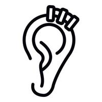 icône de perçage d'oreille, style de contour vecteur
