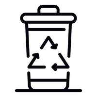 icône de bac de recyclage des ordures, style de contour vecteur