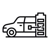 charge de l'icône de batterie de voiture électrique, style de contour vecteur