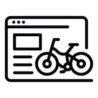 icône de location de vélo web en ligne, style de contour vecteur