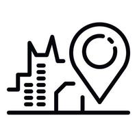 icône de location de vélo de carte de broche de ville, style de contour vecteur