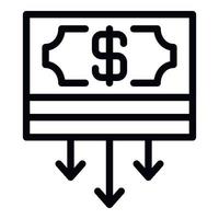 icône d'argent comptant, style de contour vecteur
