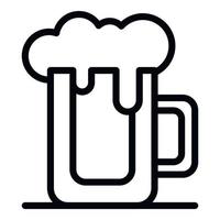 icône de chope de bière pleine, style de contour vecteur