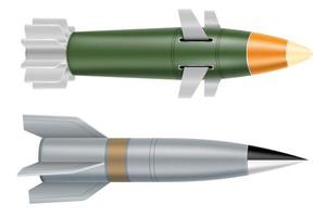illustration vectorielle de missile militaire balistique à longue portée isolée sur fond blanc vecteur