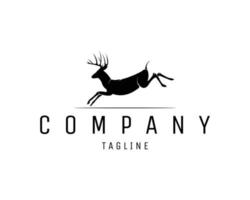 logo de silhouette de cerf présenté dans un style de saut sur fond blanc isolé. meilleur pour l'emblème, l'emblème, l'industrie animale. vecteur