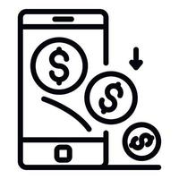 icône d'investisseur d'argent de smartphone, style de contour vecteur