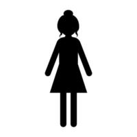 silhouette féminine noire vecteur d'icône de femmes pour le signe de toilette et l'interface utilisateur