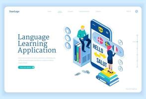 application d'apprentissage des langues, éducation en ligne vecteur