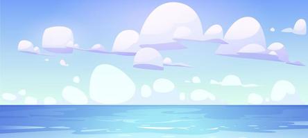 paysage de mer avec une surface d'eau calme et des nuages vecteur
