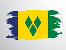 drapeau de saint vincent et les grenadines peint au pinceau. drapeau de vecteur de saint vincent et les grenadines