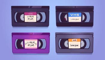 cassettes vhs, vieilles bandes pour système vidéo domestique vecteur