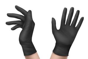 gants en nitrile sur la main vue de face ou de côté isolé vecteur