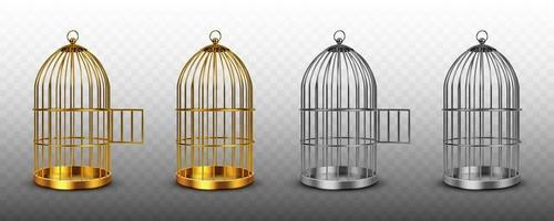 cages à oiseaux, ensemble isolé de cages à oiseaux vides vintage vecteur