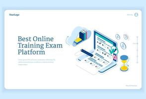 meilleure bannière de plate-forme d'examen de formation en ligne vecteur