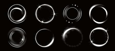 cercles de lumière avec des étincelles, effet de lueur magique vecteur