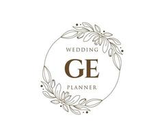 ge initiales lettre collection de logos de monogramme de mariage, modèles minimalistes et floraux modernes dessinés à la main pour cartes d'invitation, réservez la date, identité élégante pour restaurant, boutique, café en image vectorielle vecteur