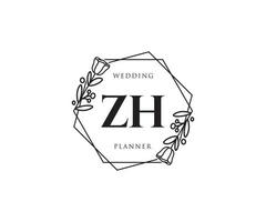 logo féminin initial zh. utilisable pour les logos nature, salon, spa, cosmétique et beauté. élément de modèle de conception de logo vectoriel plat.