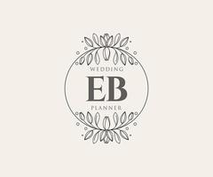 collection de logos de monogramme de mariage lettre initiales eb, modèles minimalistes et floraux modernes dessinés à la main pour cartes d'invitation, réservez la date, identité élégante pour restaurant, boutique, café en image vectorielle vecteur