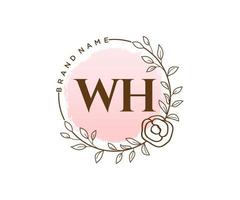 initiale wh logo féminin. utilisable pour les logos nature, salon, spa, cosmétique et beauté. élément de modèle de conception de logo vectoriel plat.