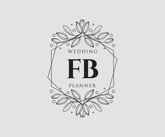 collection de logos de monogramme de mariage lettre initiales fb, modèles minimalistes et floraux modernes dessinés à la main pour cartes d'invitation, réservez la date, identité élégante pour restaurant, boutique, café en image vectorielle vecteur