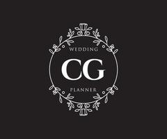 cg initiales lettre mariage monogramme logos collection, modèles minimalistes et floraux modernes dessinés à la main pour cartes d'invitation, réservez la date, identité élégante pour restaurant, boutique, café en image vectorielle vecteur