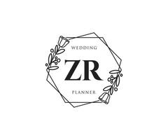 logo féminin initial zr. utilisable pour les logos nature, salon, spa, cosmétique et beauté. élément de modèle de conception de logo vectoriel plat.