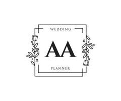 initiale aa logo féminin. utilisable pour les logos nature, salon, spa, cosmétique et beauté. élément de modèle de conception de logo vectoriel plat.
