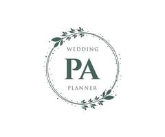 pa initiales lettre mariage monogramme logos collection, modèles minimalistes et floraux modernes dessinés à la main pour cartes d'invitation, réservez la date, identité élégante pour restaurant, boutique, café en image vectorielle vecteur