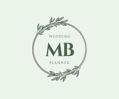 mb initiales lettre collection de logos de monogramme de mariage, modèles minimalistes et floraux modernes dessinés à la main pour cartes d'invitation, réservez la date, identité élégante pour restaurant, boutique, café en image vectorielle vecteur