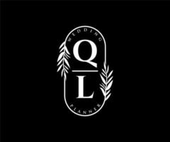 ql initiales lettre mariage monogramme logos collection, modèles minimalistes et floraux modernes dessinés à la main pour cartes d'invitation, réservez la date, identité élégante pour restaurant, boutique, café en image vectorielle vecteur