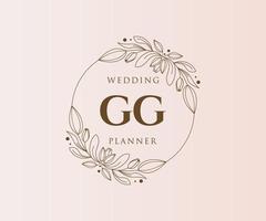 gg initiales lettre collection de logos de monogramme de mariage, modèles minimalistes et floraux modernes dessinés à la main pour cartes d'invitation, réservez la date, identité élégante pour restaurant, boutique, café en image vectorielle vecteur