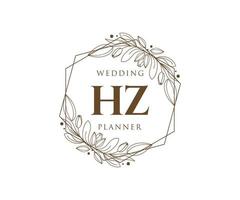 hz initiales lettre collection de logos de monogramme de mariage, modèles minimalistes et floraux modernes dessinés à la main pour cartes d'invitation, réservez la date, identité élégante pour restaurant, boutique, café en image vectorielle vecteur