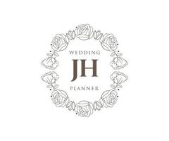 jh initiales lettre mariage monogramme logos collection, modèles minimalistes et floraux modernes dessinés à la main pour cartes d'invitation, réservez la date, identité élégante pour restaurant, boutique, café en image vectorielle vecteur