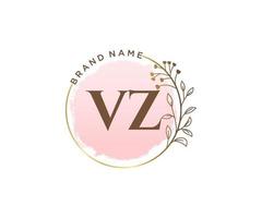 logo féminin vz initial. utilisable pour les logos nature, salon, spa, cosmétique et beauté. élément de modèle de conception de logo vectoriel plat.