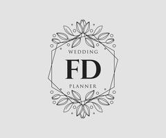 fd initiales lettre collection de logos de monogramme de mariage, modèles minimalistes et floraux modernes dessinés à la main pour cartes d'invitation, réservez la date, identité élégante pour restaurant, boutique, café en image vectorielle vecteur