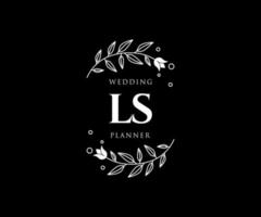 ls initiales lettre collection de logos de monogramme de mariage, modèles minimalistes et floraux modernes dessinés à la main pour cartes d'invitation, réservez la date, identité élégante pour restaurant, boutique, café en image vectorielle vecteur