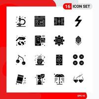 ensemble créatif de 16 icônes de glyphe universelles isolées sur fond blanc fond de vecteur d'icône noire créative