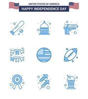 joyeux jour de l'indépendance usa pack de 9 blues créatifs de guirlande décoration usa bruants arme modifiable usa day vector design elements