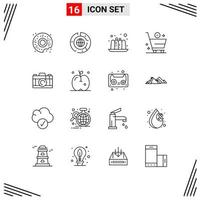 aperçu de l'interface mobile ensemble de 16 pictogrammes de gâteau d'appareil photo moins les éléments de conception vectoriels modifiables du commerce vecteur