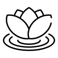 lotus sur l'icône de l'eau, style de contour vecteur